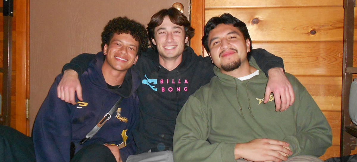 Three students sitting together at a chapter Bible study